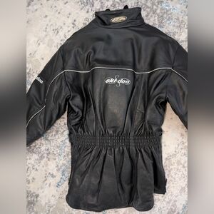 🖤Vtg NWT Quality Ladies' Ski-Doo Black Genuine Leather Snowmobile Belted Jacket